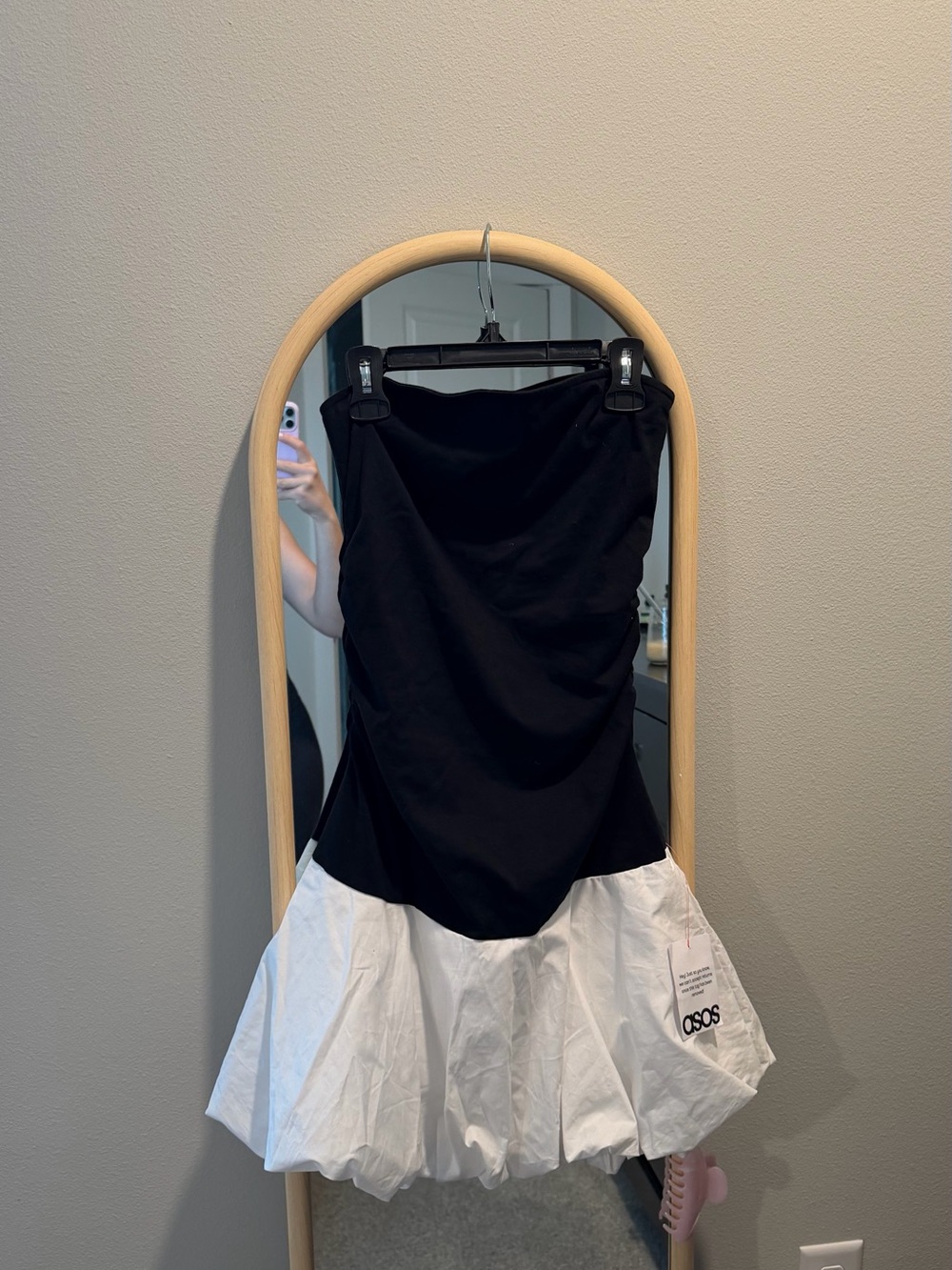ASOS Black and white poplin mini dress